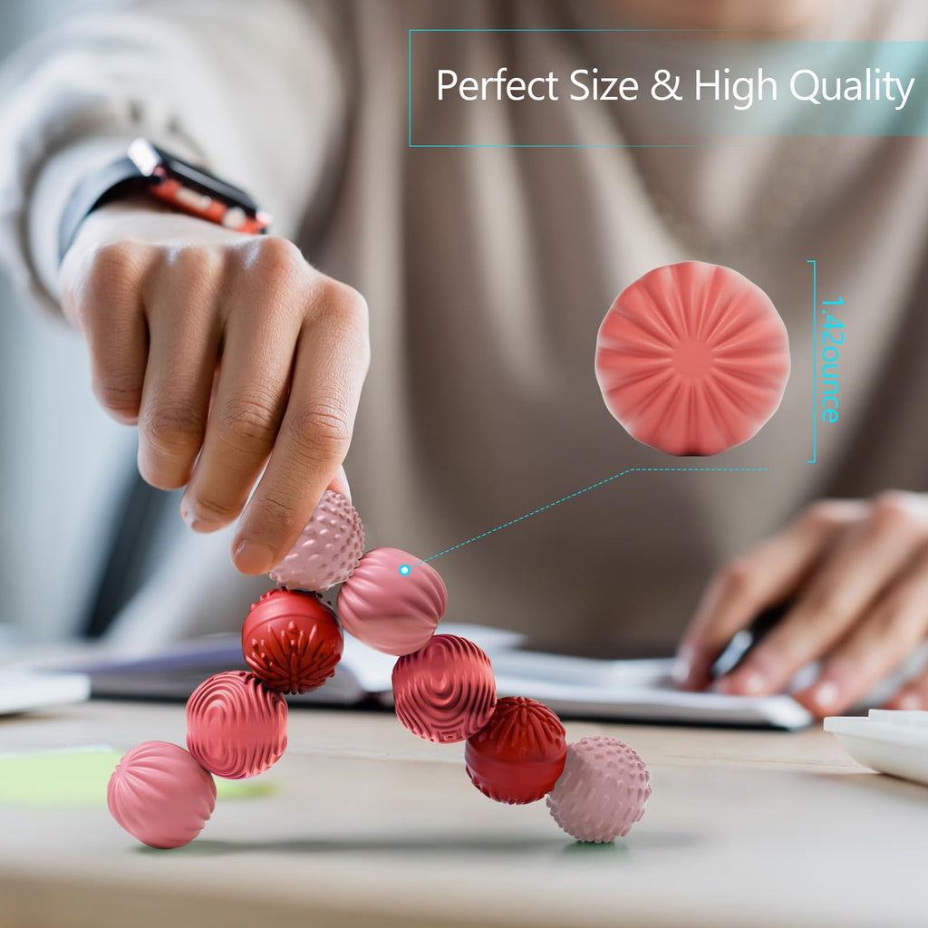 luckdoor Silicone Magnetic Balls Fidget Toys for Adults & Teens,8PCS Stress Relief Sensory Toys for Autism ADHD Anxiety,Fun Textures Gadgets,Office Desk Toy,Stocking Stuffers for Men Women Teen Gifts
