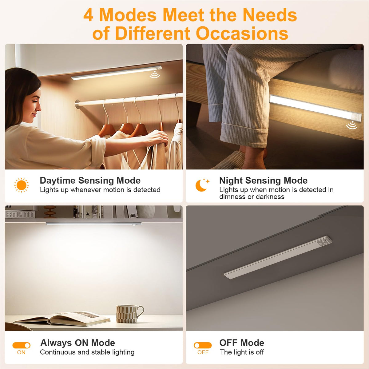 Gritin 10.2inch Under Cabinet Lighting Rechargeable 2 Pack
