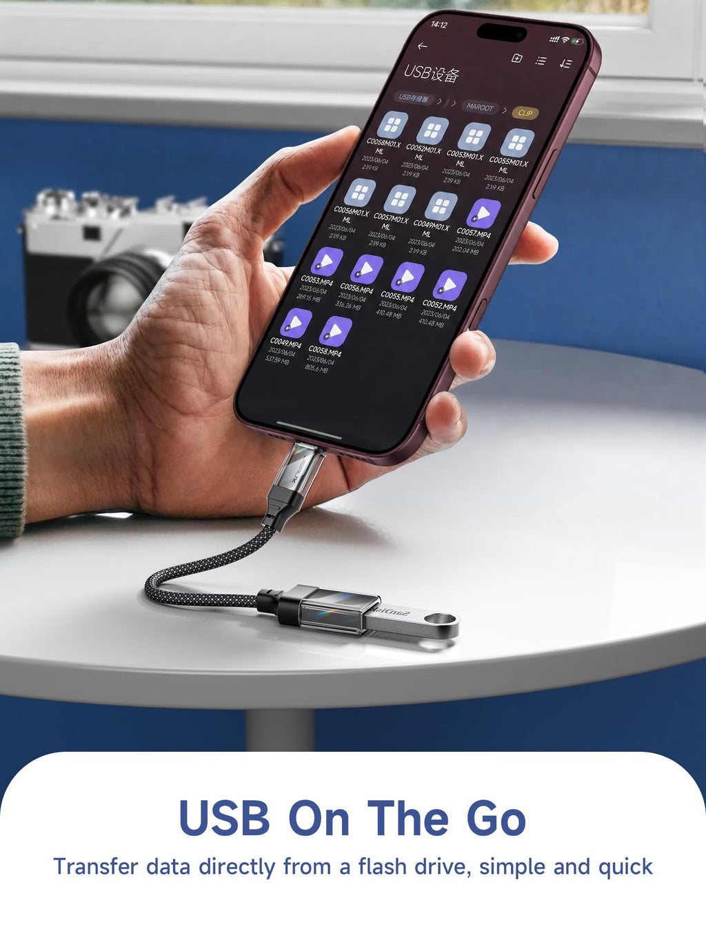 JSAUX USB C to USB 3.0 Adapter [2 Pack], USB C Male to USB Female OTG Cable Adapter Compatible with MacBook Pro/Air, iPhone 18 Pro Max/iPhone Duo‌/Air/17/16/15 Series, Samsung Galaxy S26/S25/S24-Red