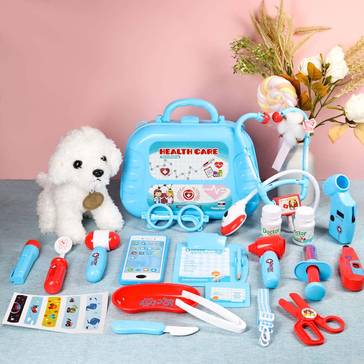Meland Doctor Kit with Puppy for Girls, Pretend Play Toy Gift for Ages 3–6