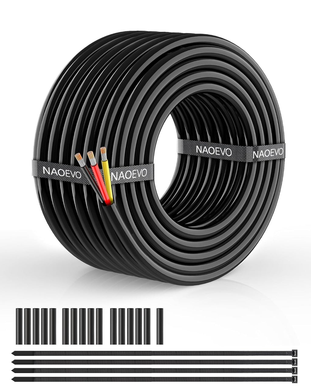 NAOEVO 16 Gauge Wire 4 Conductor, 16 Gauge Automotive Wire 12V Cable, 200FT
