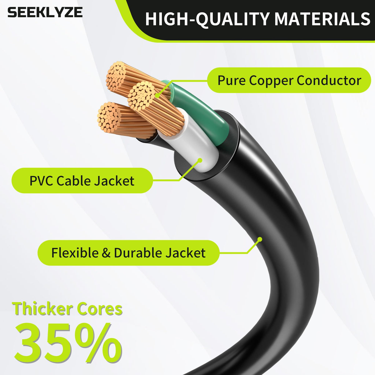 16/3 Black Extension Cord 6 FT Indoor, Short Extension Cord