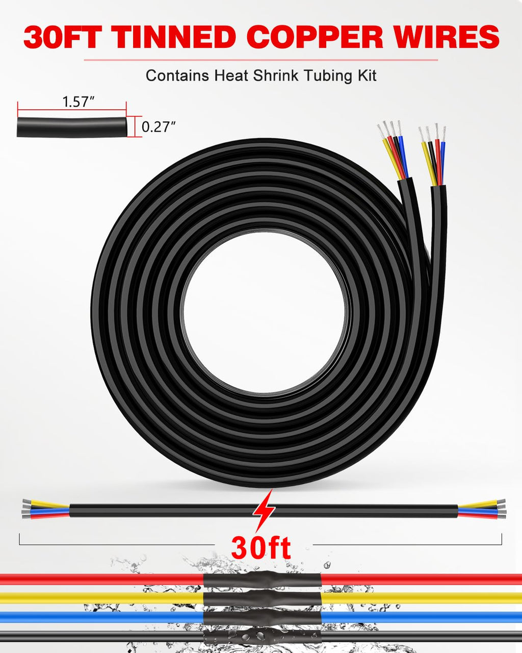 NAOEVO 16 Gauge Wire 4 Conductor, 16 Gauge Automotive Wire 12V Cable, 200FT