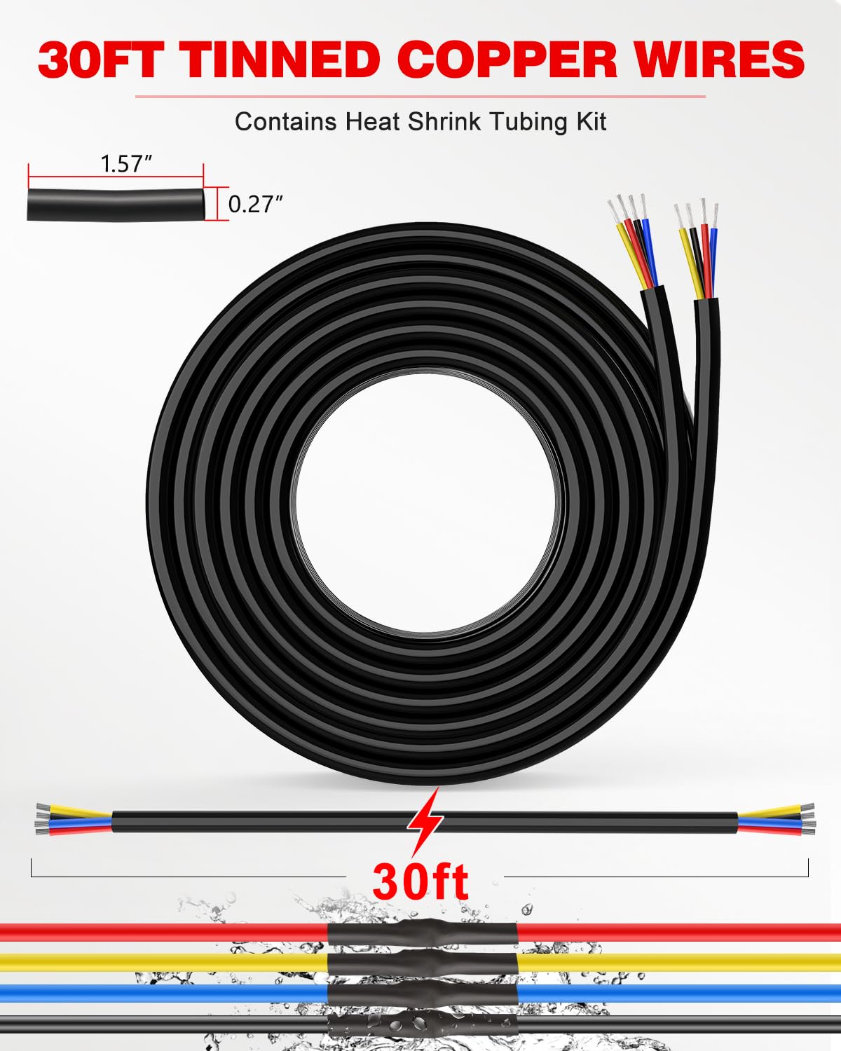 NAOEVO 16 Gauge Wire 4 Conductor, 16 Gauge Automotive Wire 12V Cable, 200FT