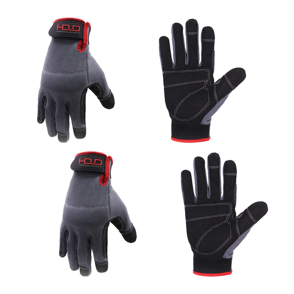 HANDLANDY Work Gloves for Men & Women, Utility Mechanic Working Gloves Touch Screen, Flexible Gardening Gloves for Yard