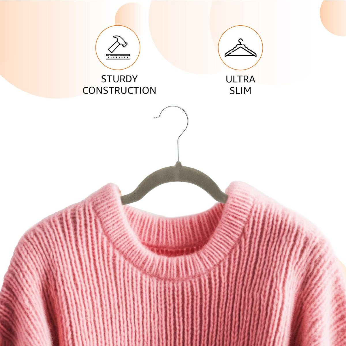 Amazon Basics Slim Velvet Non-Slip Space Saving Suit Clothes Hangers, Sturdy Construction, Navy Blue/Rose Gold, 50-Pack