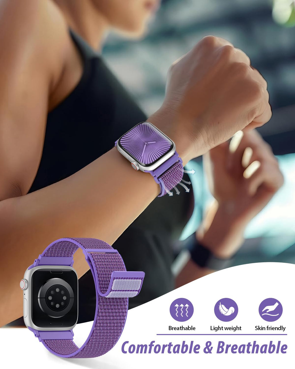 Nylon Loop Sport Band Compatible with Apple Watch Bands 38mm 40mm 41mm 42mm for Women Men, iWatch Wrist Straps for Se, Series 12 11 10 9 8 7, Breathable, Soft Band Ideal for Outdoor