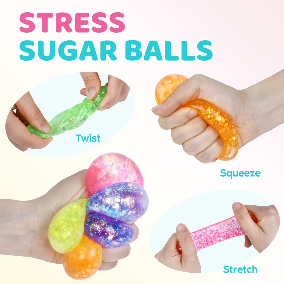 VESPRO 12Pack Fidget Toys Squishy ，Cute Bear Squeeze Ball