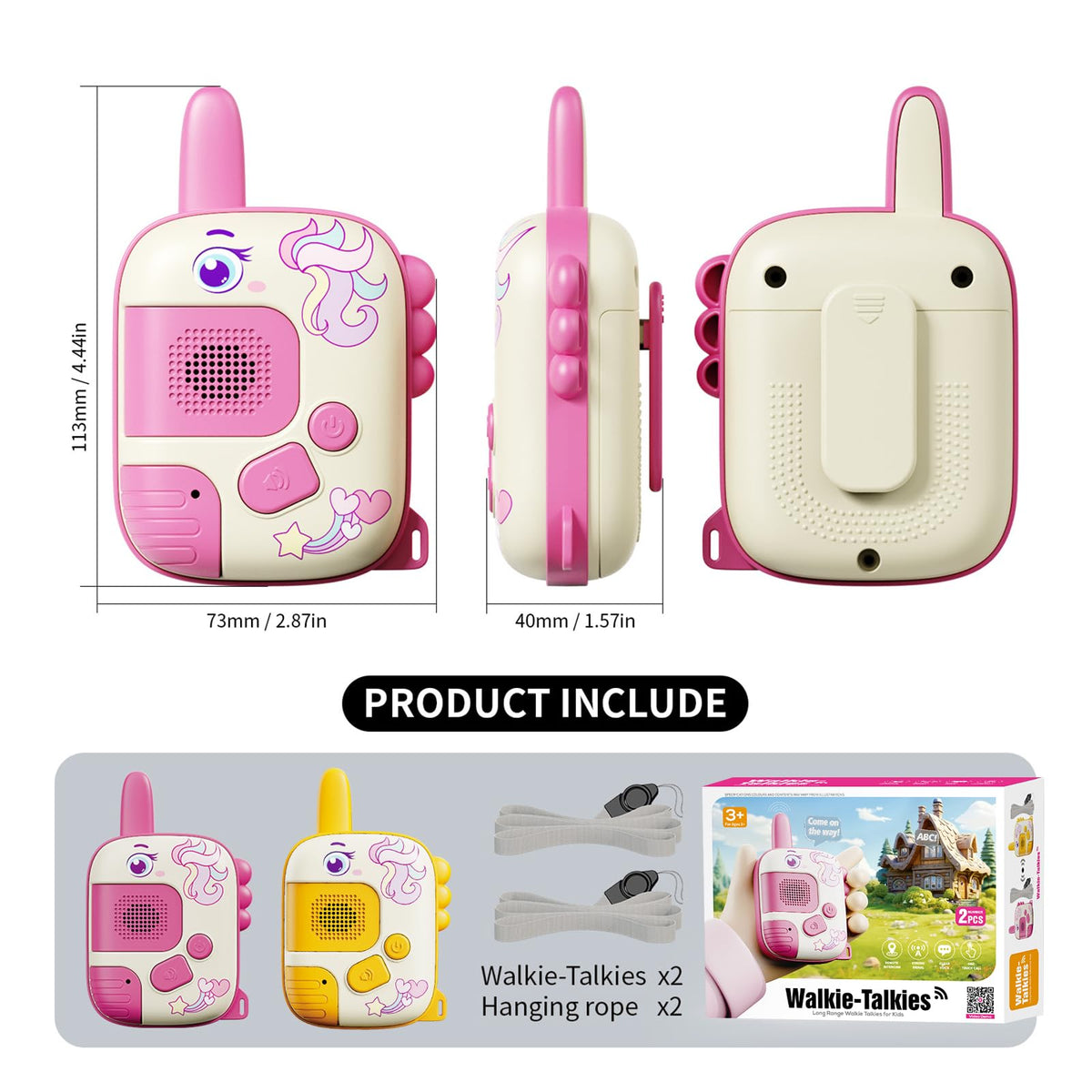 Walkie Talkies Toys for Girls:Unicorn Toys 2 Pack Birthday Gifts for 3 4 5-7 8 Year Old Girls Toy for 4 5 6 7 8-10 Year Old Camping Outdoor Game,Christmas Stocking Stuffers for Girls Kids