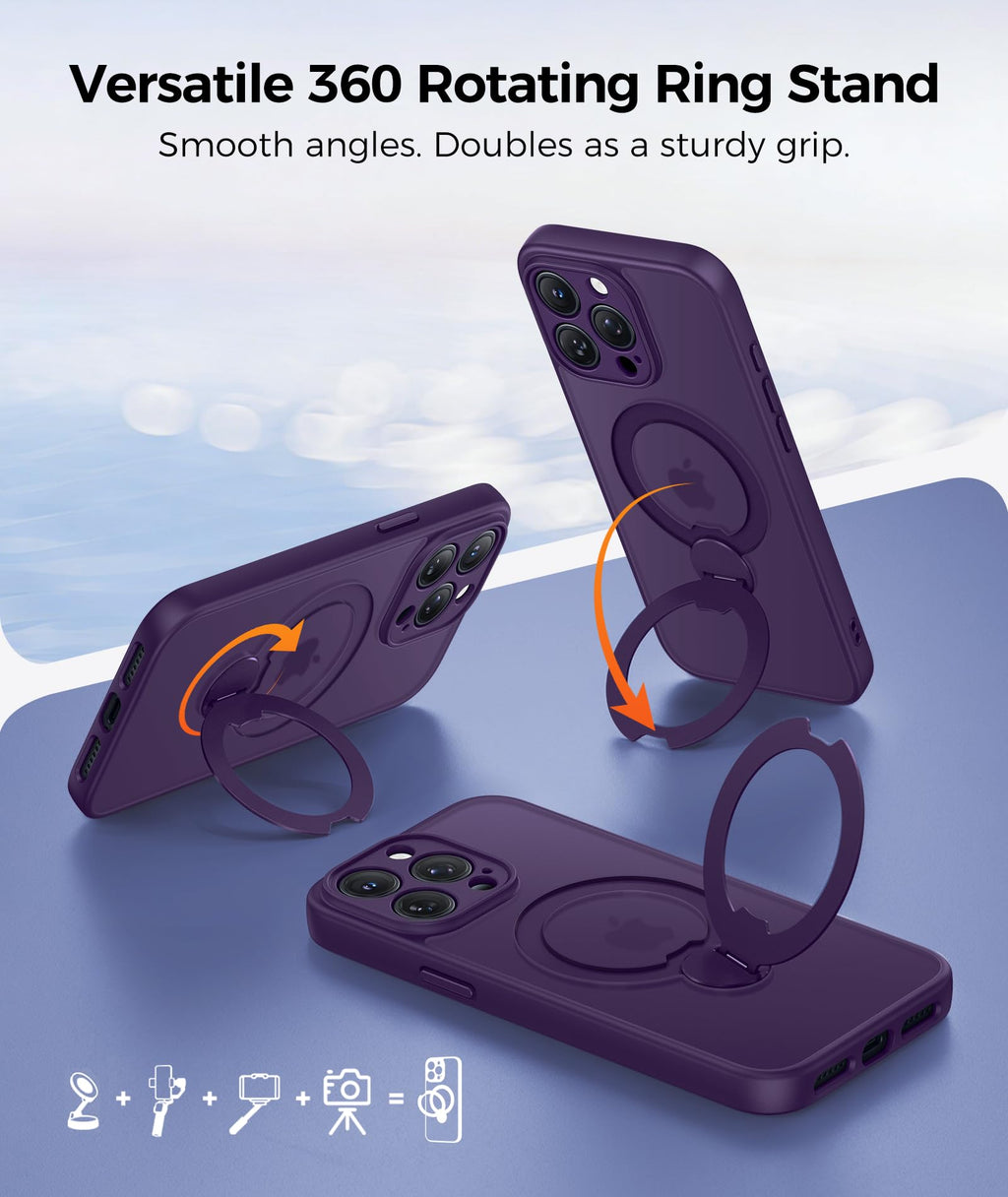 FNTCASE for Samsung Galaxy Z Fold 7 Case with 360 Spin Magnetic Stand Black