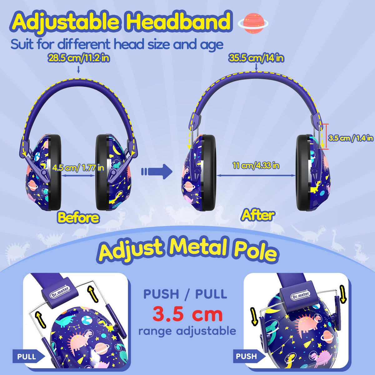 Dr.meter EM100 Noise Cancelling Headphones for Kids Adults, Ear Muffs