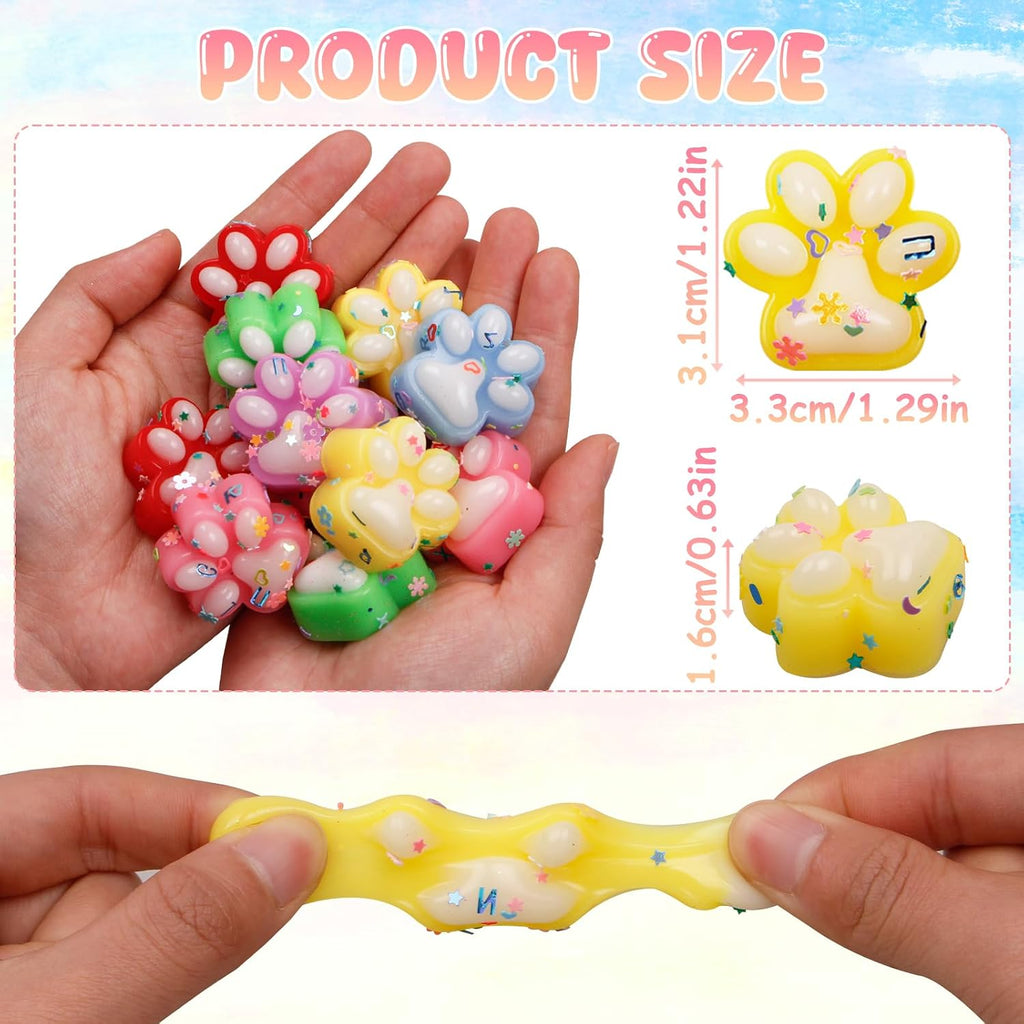 Stress Relief Toy Taba Cat Paw Toys, 24Packs Mini Squeeze Toy Paw, Handmade Soft Cute Sensory Toys, Bouncy Stretchable Springy Relaxation Toys for Children Gifts