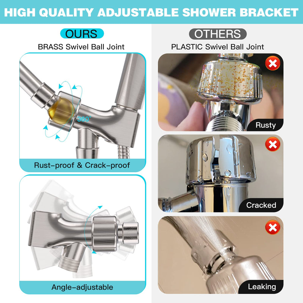 JDO High‑Pressure 6‑Setting Handheld Shower Head, 4.7 Inch Chrome Premium