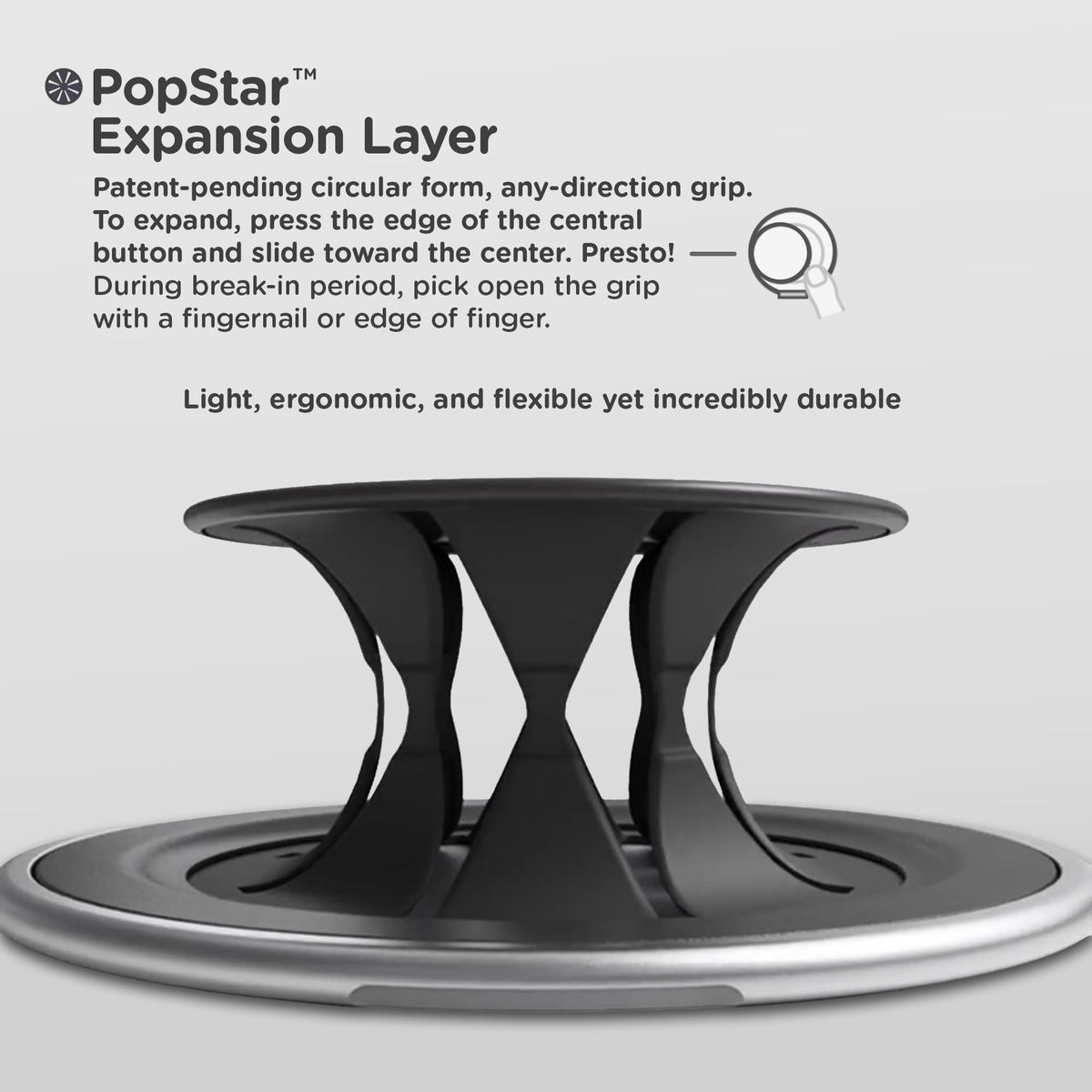 PopSockets Low-Pro Grip for MagSafe, Thin Profile- Gunmetal
