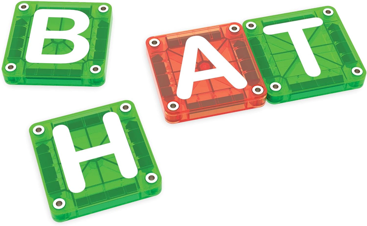 MAGNA-TILES microMAGS Learn Letters 56-Piece Magnetic Construction Set, The Original Magnetic Building Brand