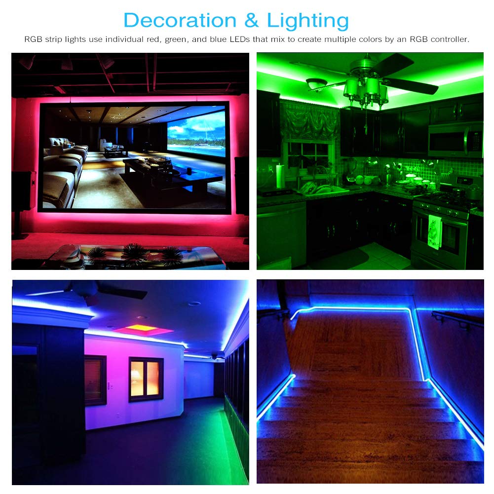 DAYBETTER LED Strip Lights 110ft RGB Music Sync Smart App Control 1 Roll