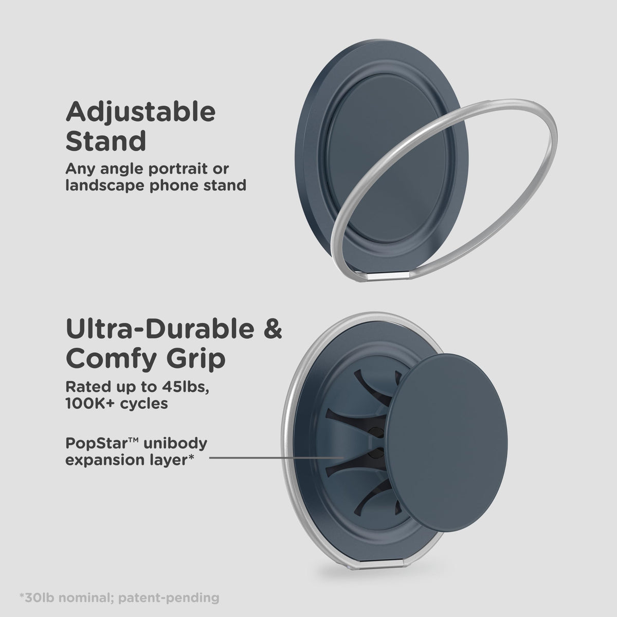 PopSockets Low-Pro Grip for MagSafe, Thin Profile- Gunmetal