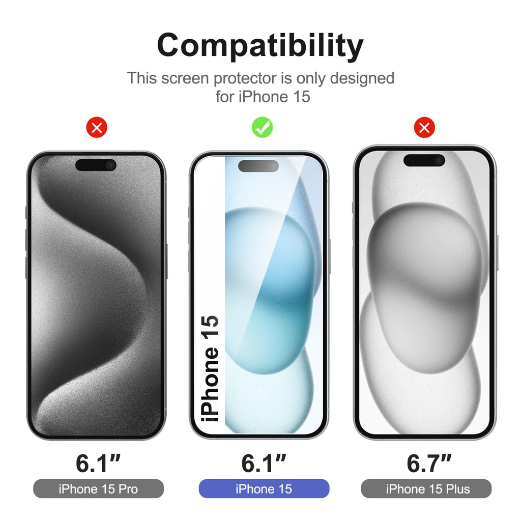 NEW'C for iPhone 16 Pro Screen Protector + Camera Lens Protector + Tool