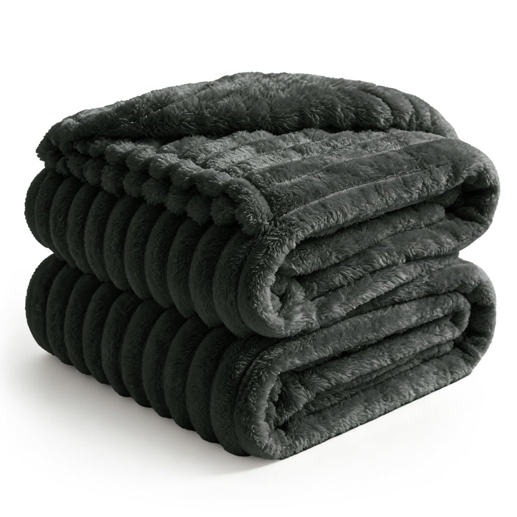 BEDELITE Ribbed Full Size Blanket for Bed, Olive Green, 84"x90"