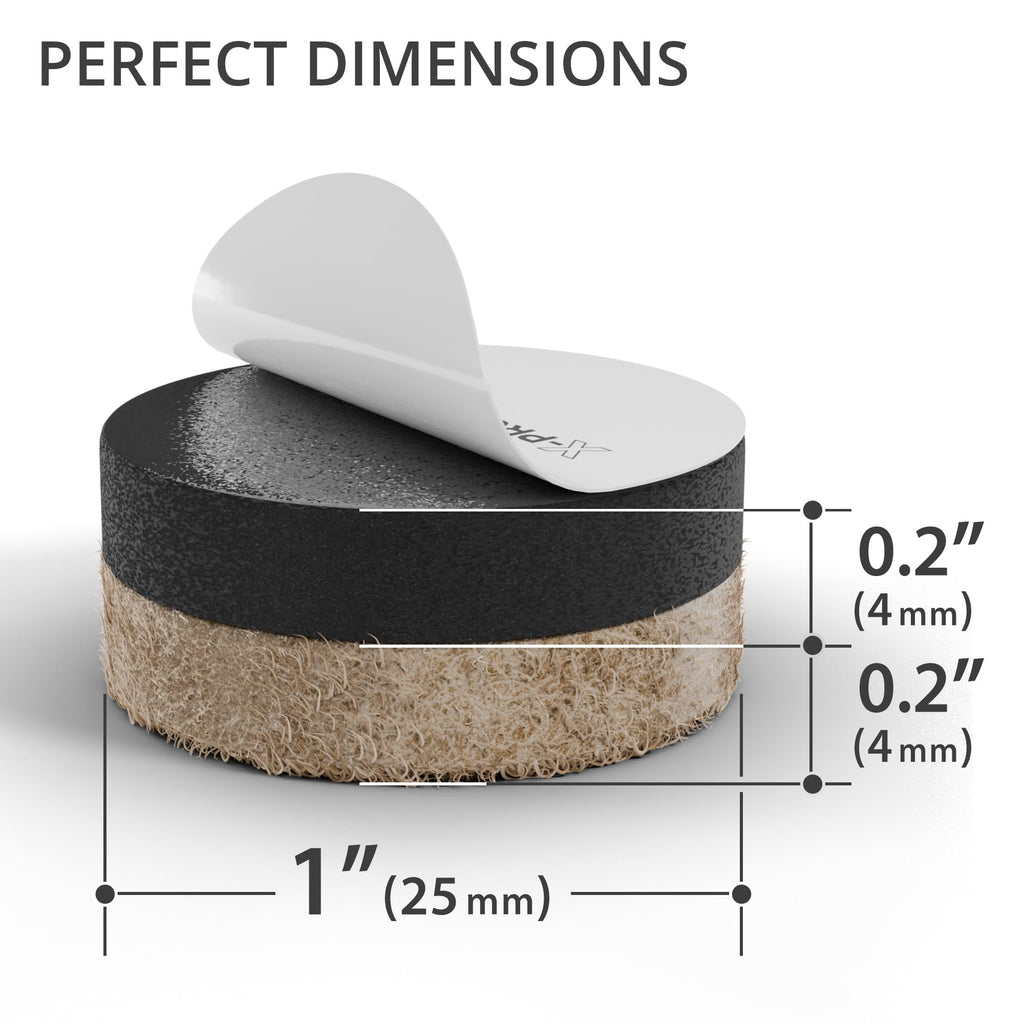 Felt Furniture Sliders for Hardwood Floors X-PROTECTOR 16 PCS 3 ½”