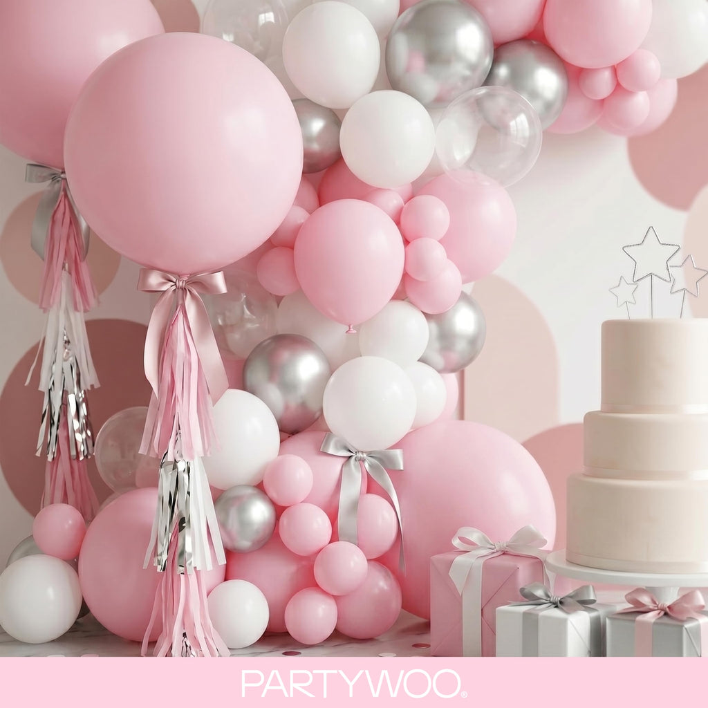 PartyWoo Baby Pink Balloons 152pcs Pastel Pale Light Pink Different Sizes