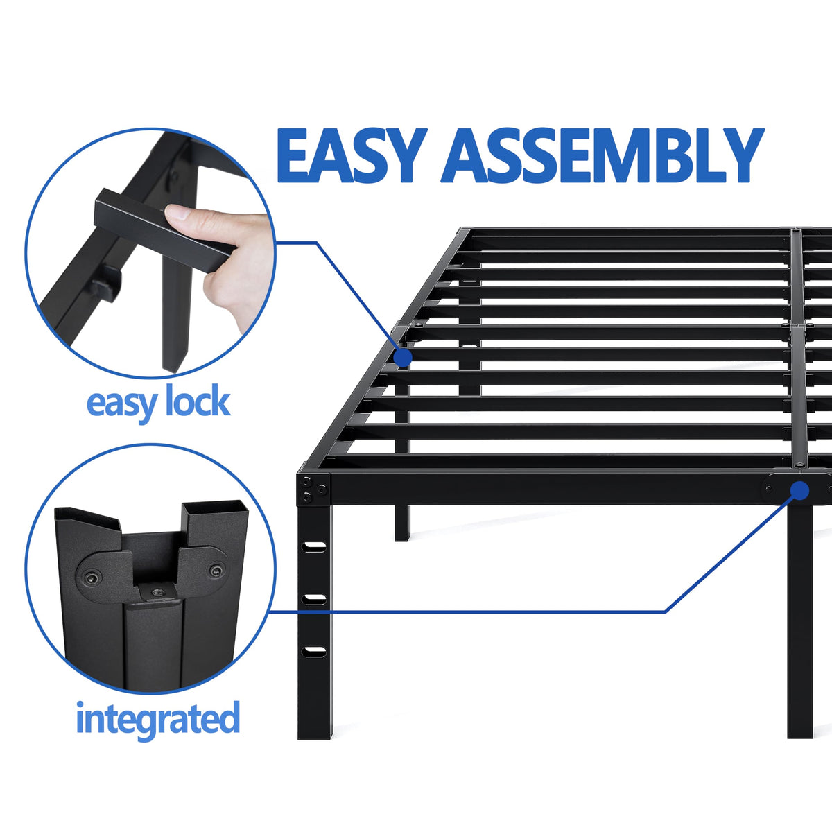 NEW JETO Metal Bed Frame,Queen Size Bed Frame with Storage Space,14 Inch