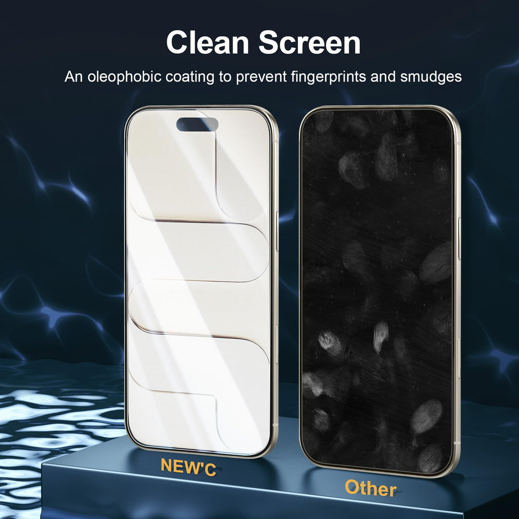 NEW'C for iPhone 16 Pro Screen Protector + Camera Lens Protector + Tool