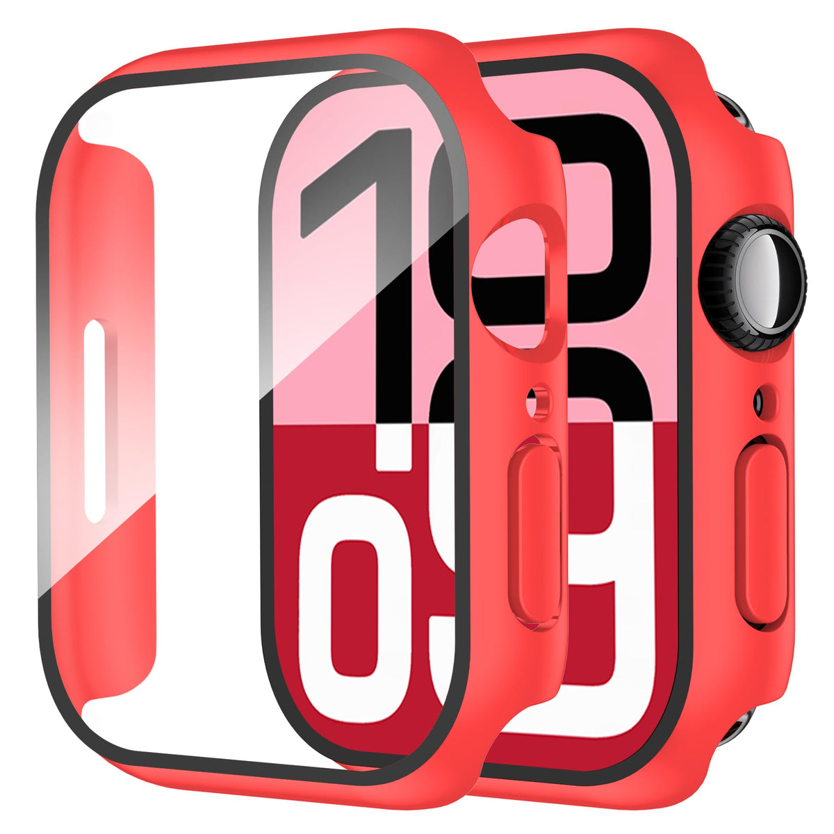 Smiling 2 Pack Case Compatible with Apple Watch Series 9/8/7 41mm with Tempered Glass Screen Protector, Hard PC Case Overall Protective Cover- 1 Silver + 1 Transparent