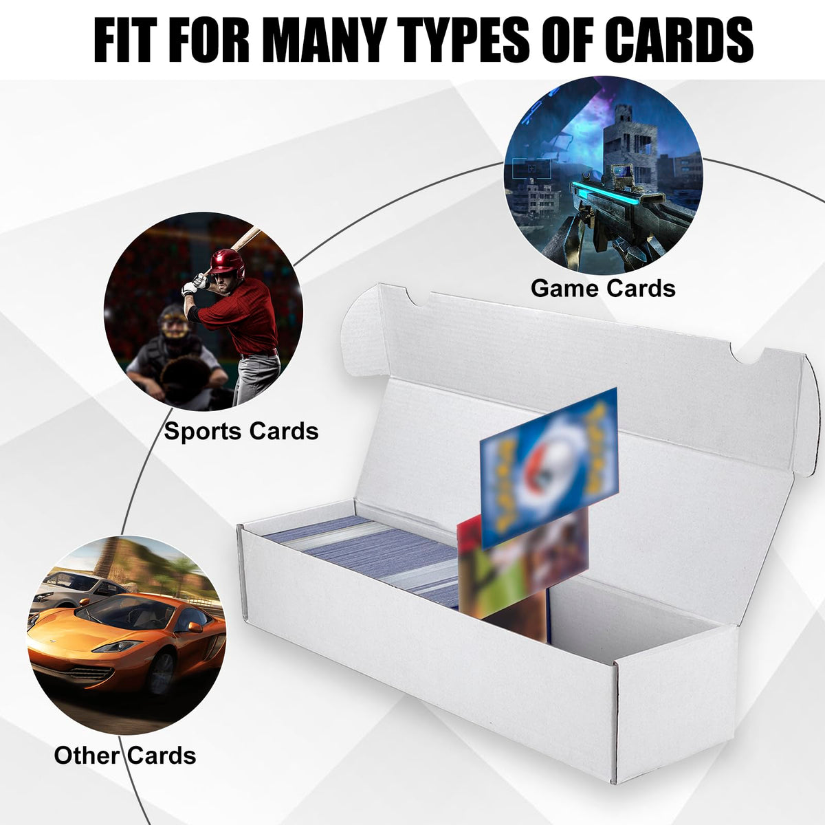 Trading Card Storage Box, 3-Pack 1100 Count White Corrugated Cardboard Box