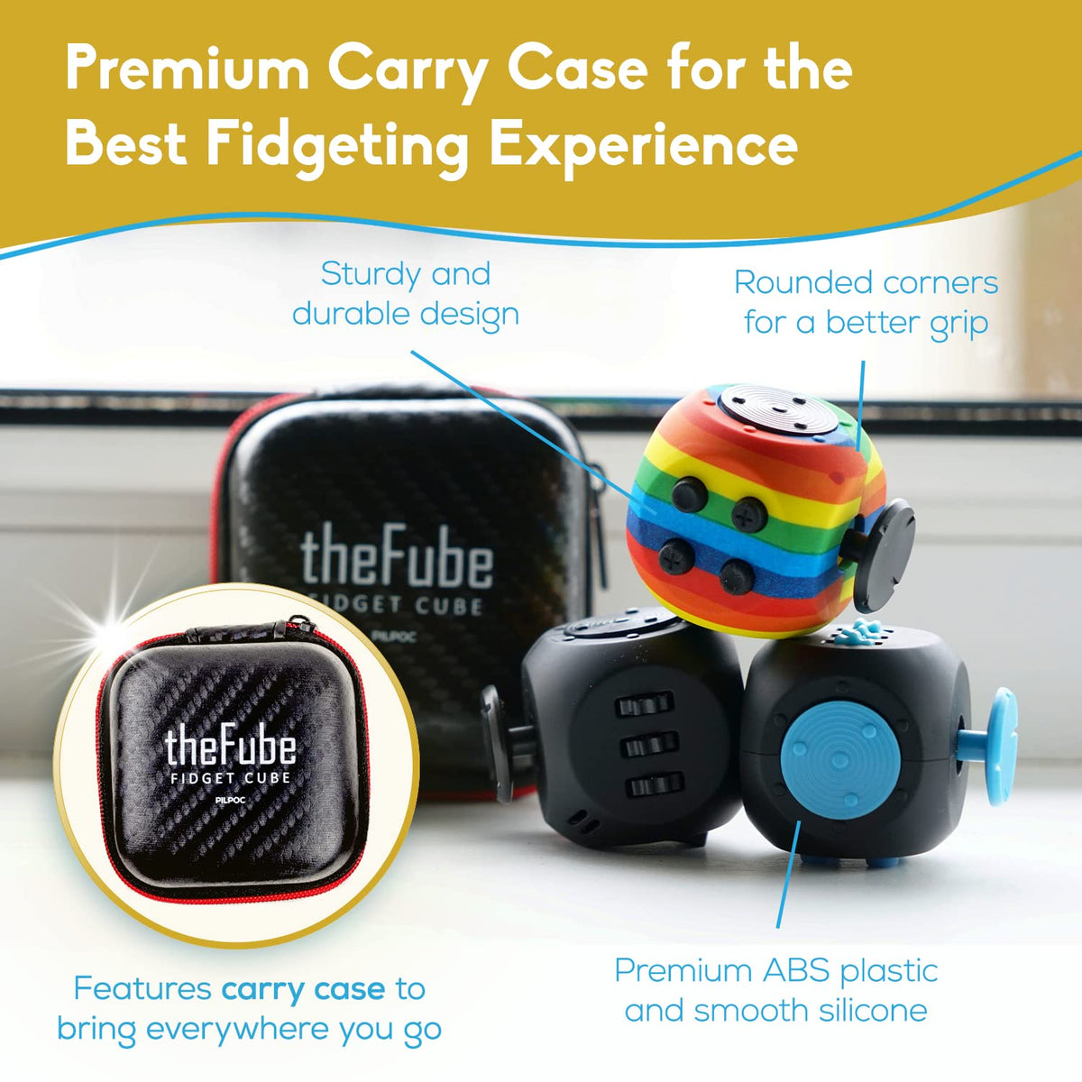 PILPOC theFube Fidget Cube Handy Anxiety Toys for Kids and Adults (Black)