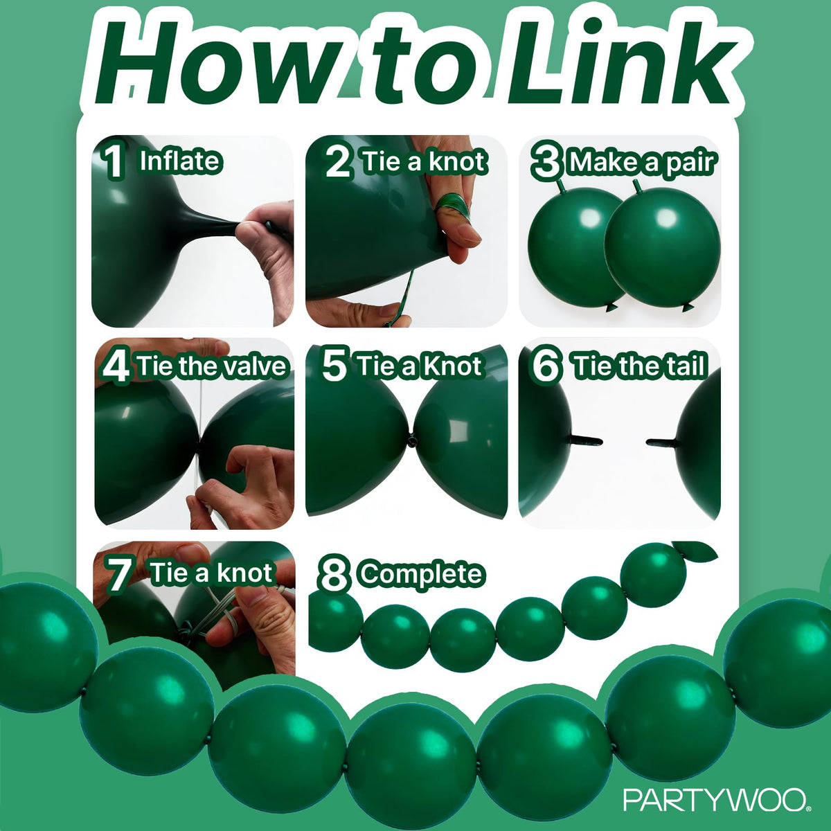 PartyWoo Metallic Gold Linking Balloons 100pcs 6 Inch Gold Link Balloons