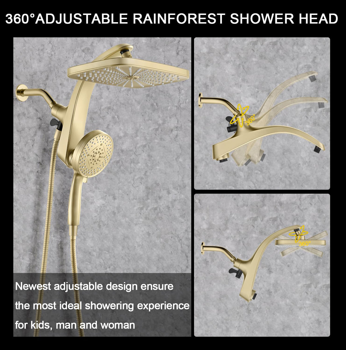 Rain Shower Head with Handheld Showerhead, Chrome 1.8GPM 460311