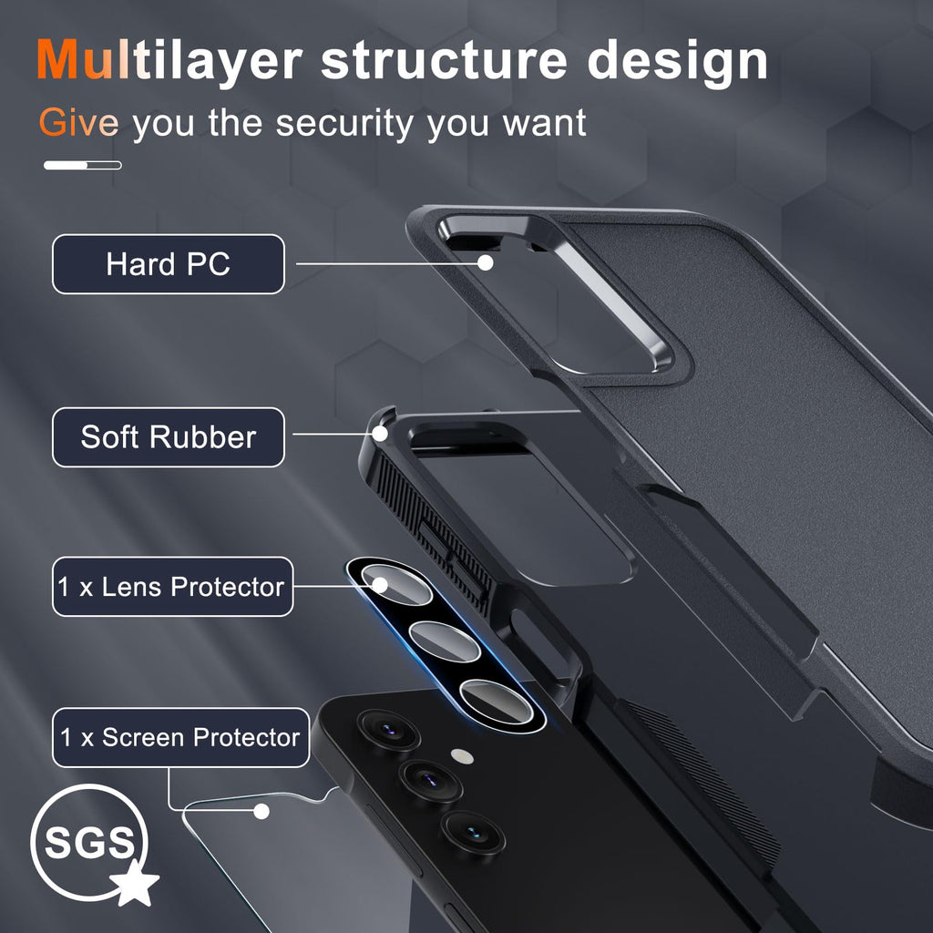 Case for Samsung Galaxy A36/A56/A27,Full Body Heavy Duty Cover,Black Matte