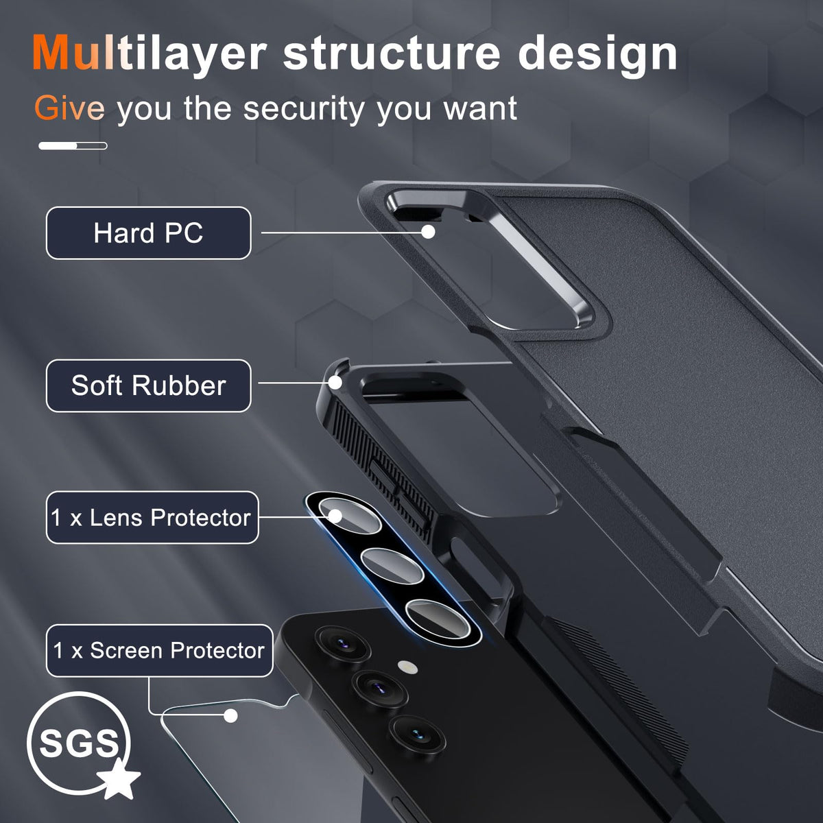 Case for Samsung Galaxy A36/A56/A27,Full Body Heavy Duty Cover,Black Matte