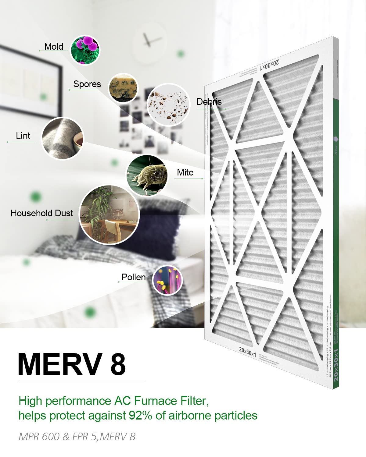 TRIGHTFILTERS 14x20x1 Air Filter 4 Pack, MERV 8 Filter Replacement