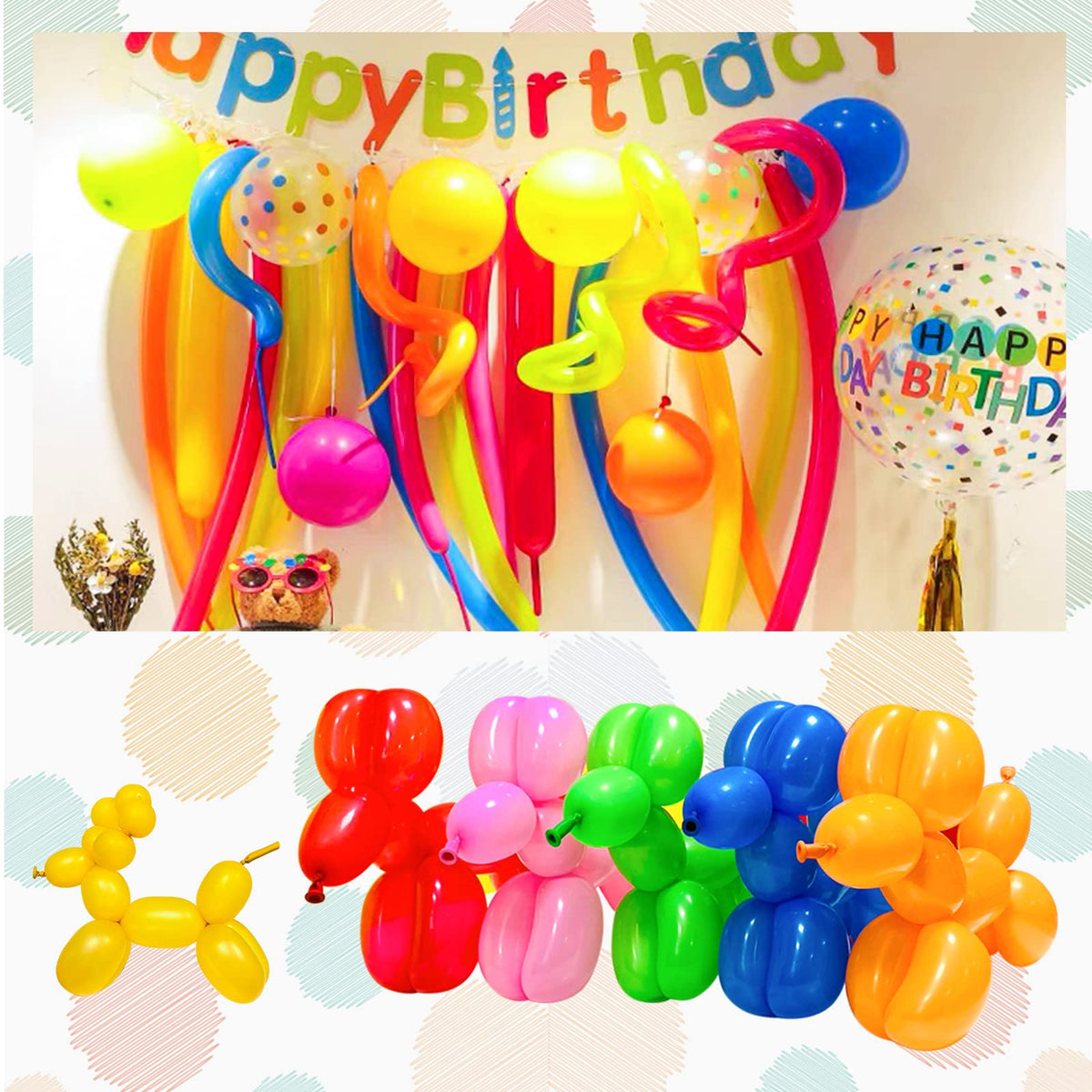 100Pcs clear 260 Balloons Clear Long Skinny Latex Balloon for Animal Ballons, Premium Quality Balloons for Beginners Baloons Making Kid's Carnivals Party Decoartion