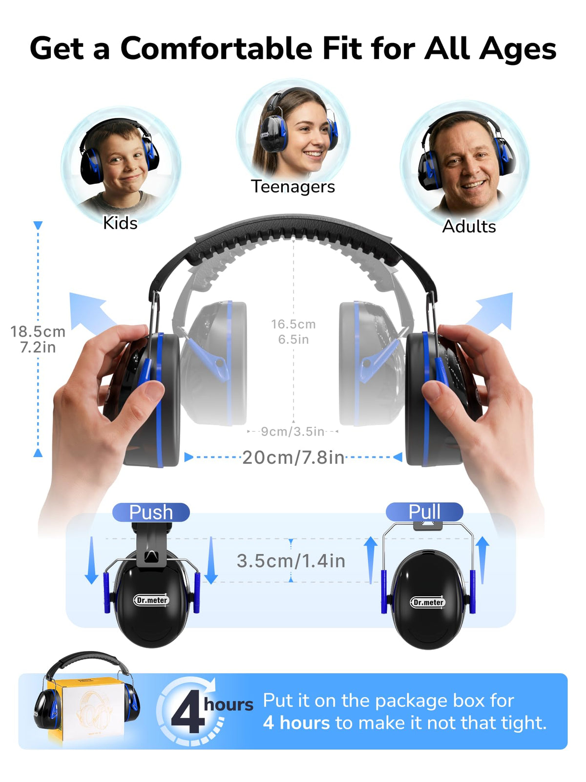 Dr.meter EM100 Noise Cancelling Headphones for Kids Adults, Ear Muffs