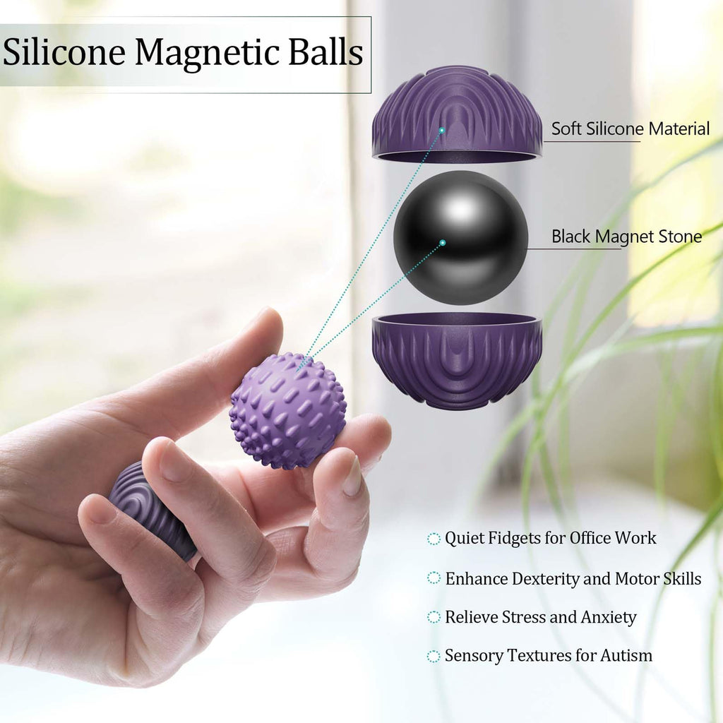 luckdoor Silicone Magnetic Balls Fidget Toys for Adults & Teens,8PCS Stress Relief Sensory Toys for Autism ADHD Anxiety,Fun Textures Gadgets,Office Desk Toy,Stocking Stuffers for Men Women Teen Gifts