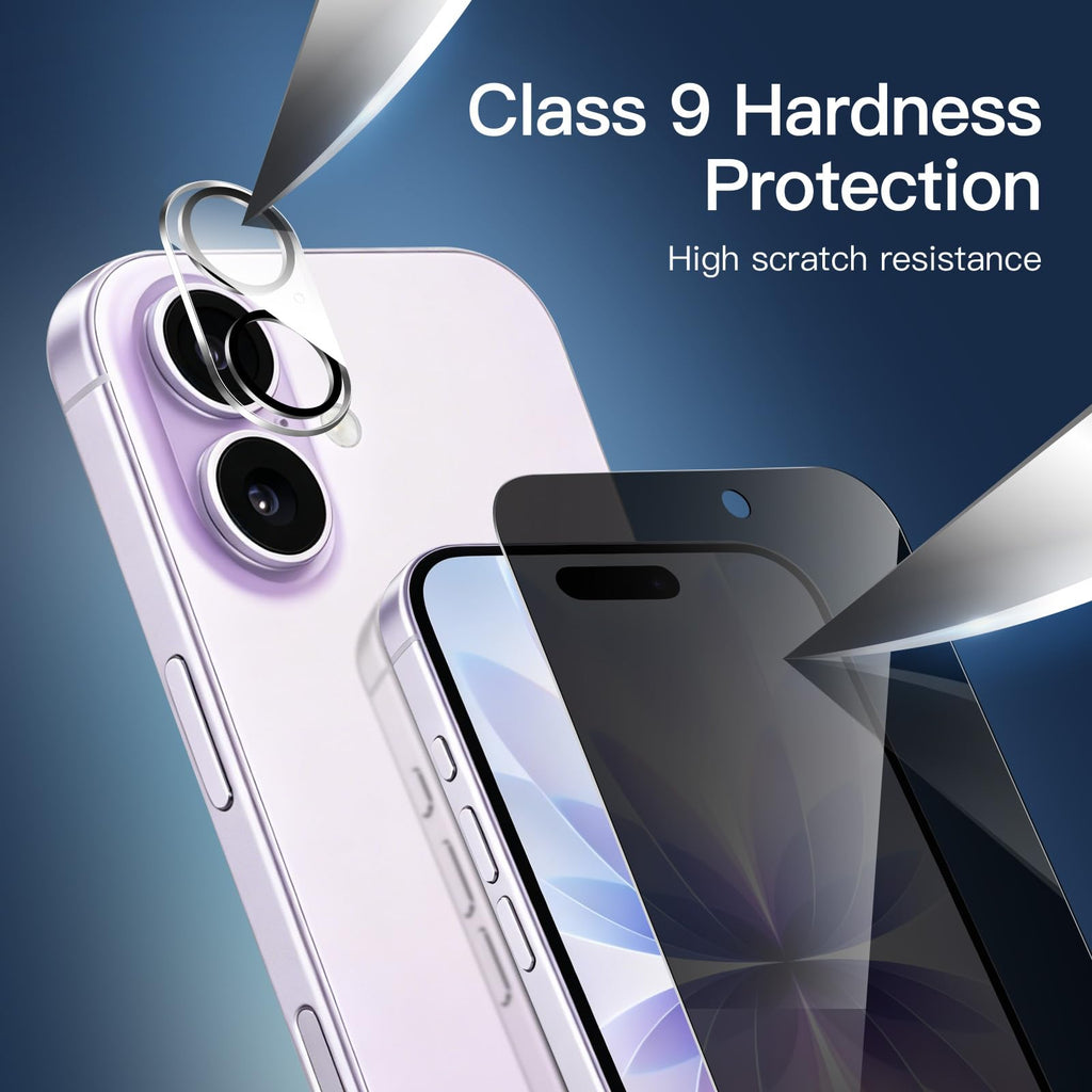 NEW'C for iPhone 16 Pro Screen Protector + Camera Lens Protector + Tool