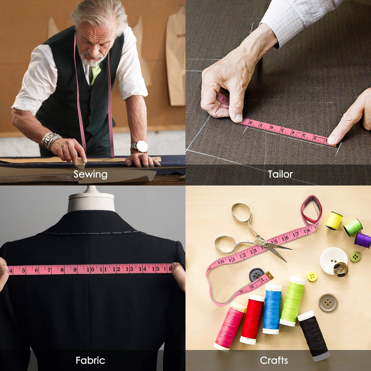 iBayam 2 Pack Tape Measure Measuring Tape for Body Fabric Sewing 60"/150cm
