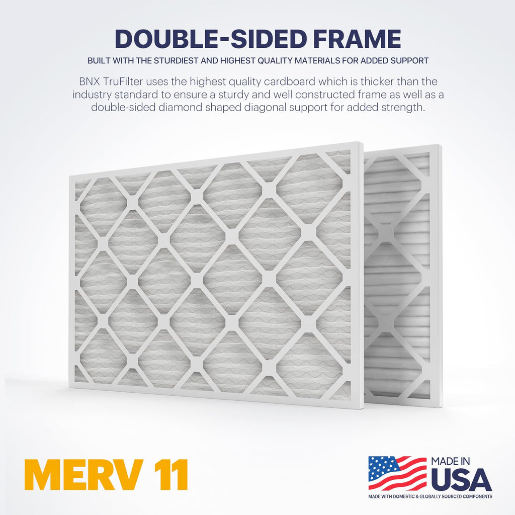BNX TruFilter 14x25x1 Air Filter MERV 11 (6-Pack) - MADE IN USA - Allergen Defense Electrostatic Pleated Air Conditioner HVAC AC Furnace Filters for Allergies, Dust, Pet, Smoke, Allergy MPR 1200 FPR 7