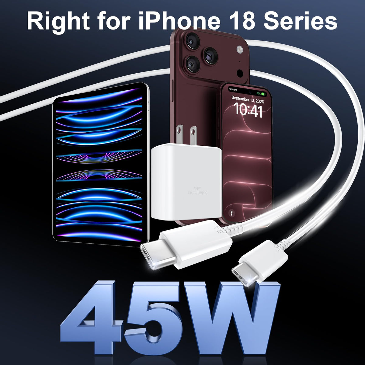 iPhone 18 17 Pro Max Charger Fast Charging 45W USBC iPhone Duo Fast Charger
