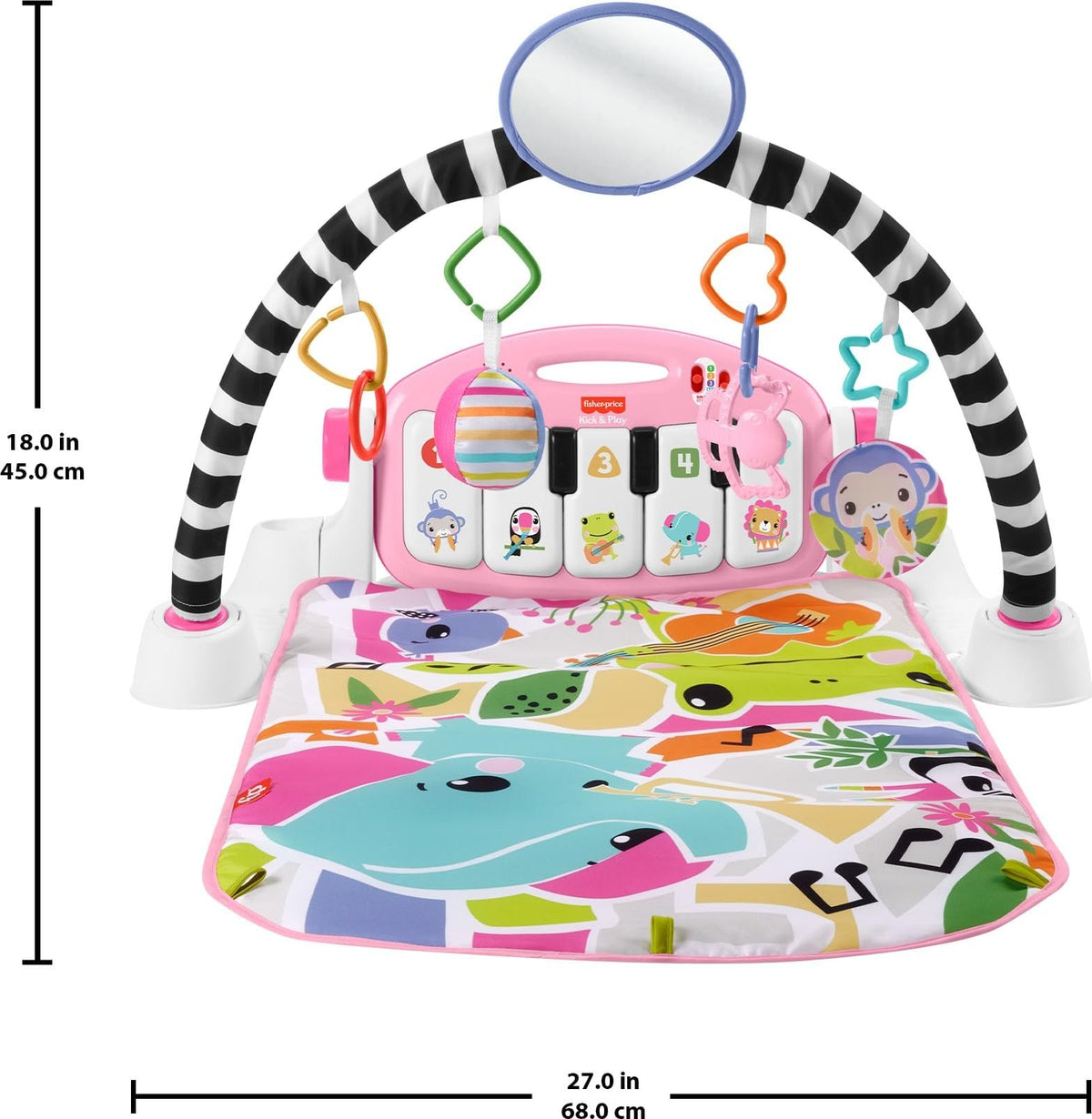 Fisher-Price Glow and Grow Kick & Play Piano Gym, Blue