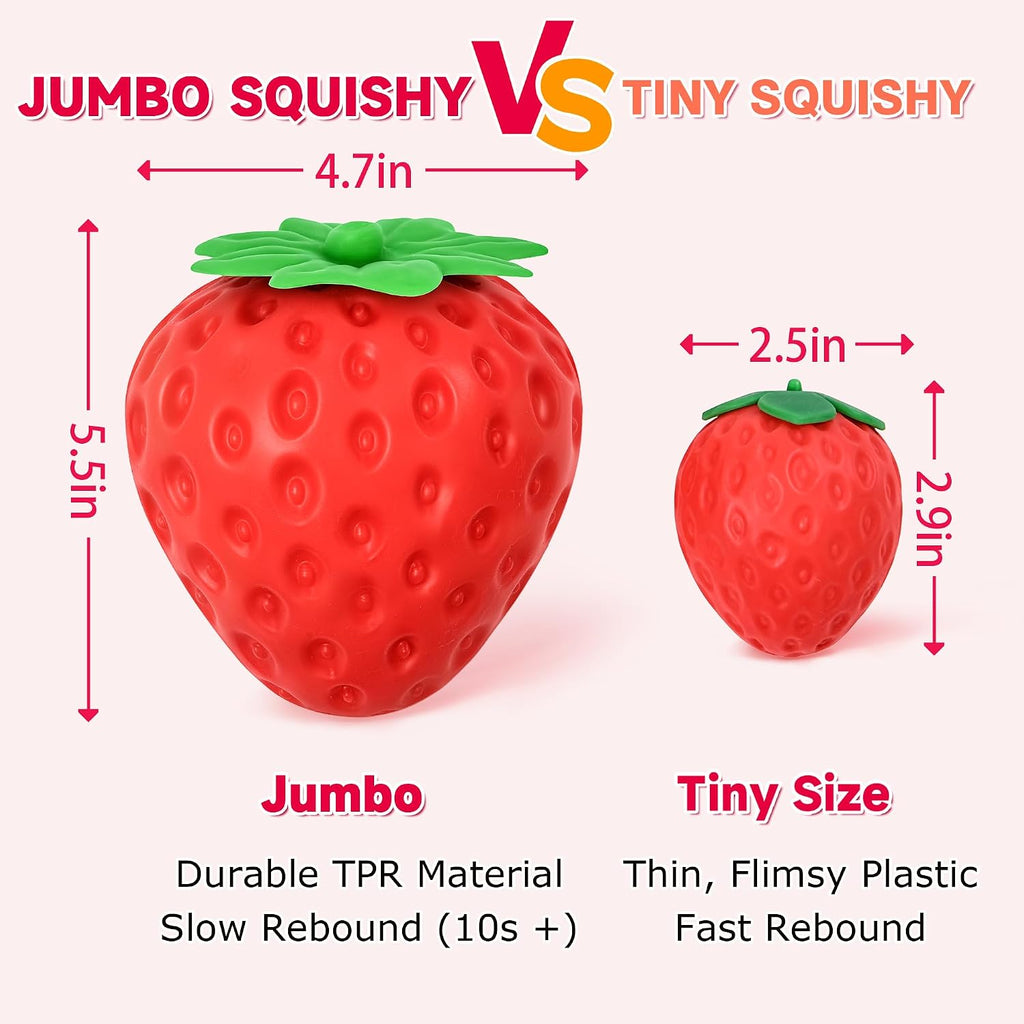 Strawberry Squishy-5.5 Inch Jumbo Slow Rising Squishys,Squeeze Toys,Giant Strawberry Squishy,Soft Fruit squishys,Sensory Toys for Stress Relief, Party Favors Gift for Boys Girls Adults