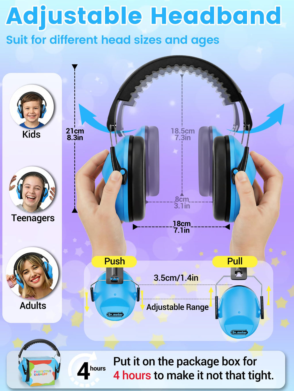 Dr.meter EM100 Noise Cancelling Headphones for Kids Adults, Ear Muffs