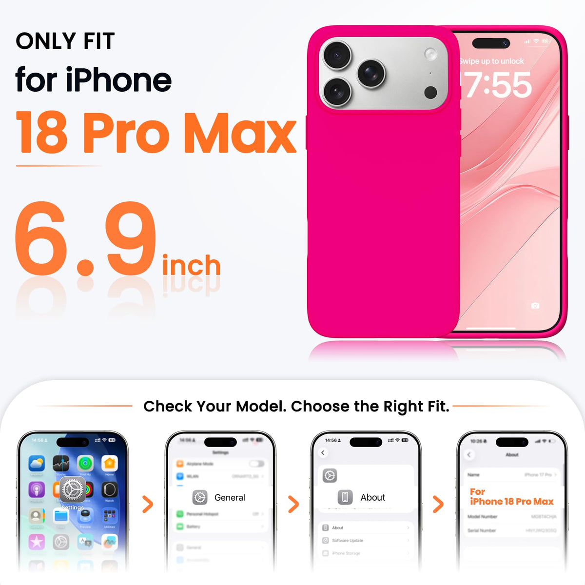 ORNARTO for iPhone 18 Pro Max Case, Liquid Silicone, Cloud Blue