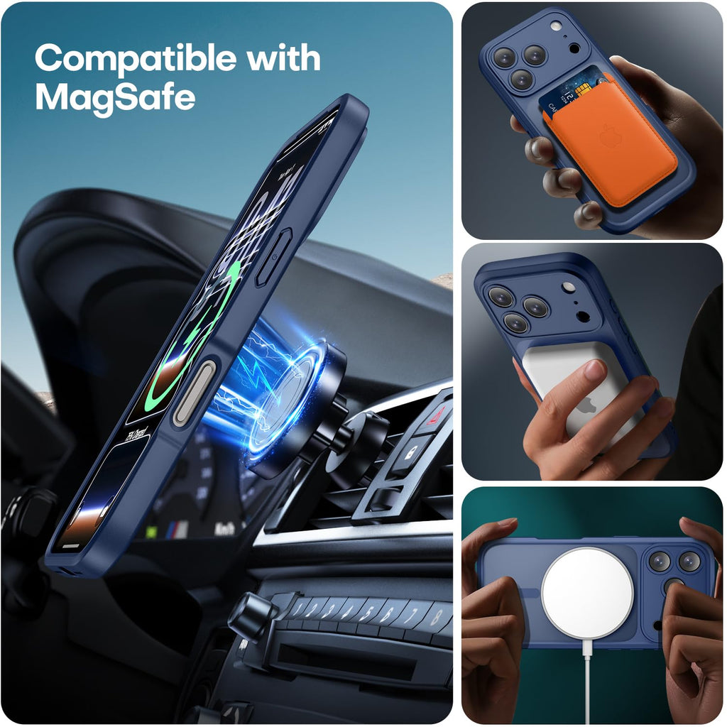 ImpactStrong Magnetic Guard Designed for iPhone 13 Case [Camera Protection] [Military Grade Drop Tested] [Compatible with MagSafe] Slim Translucent Matte Phone Case (6.1") - Black