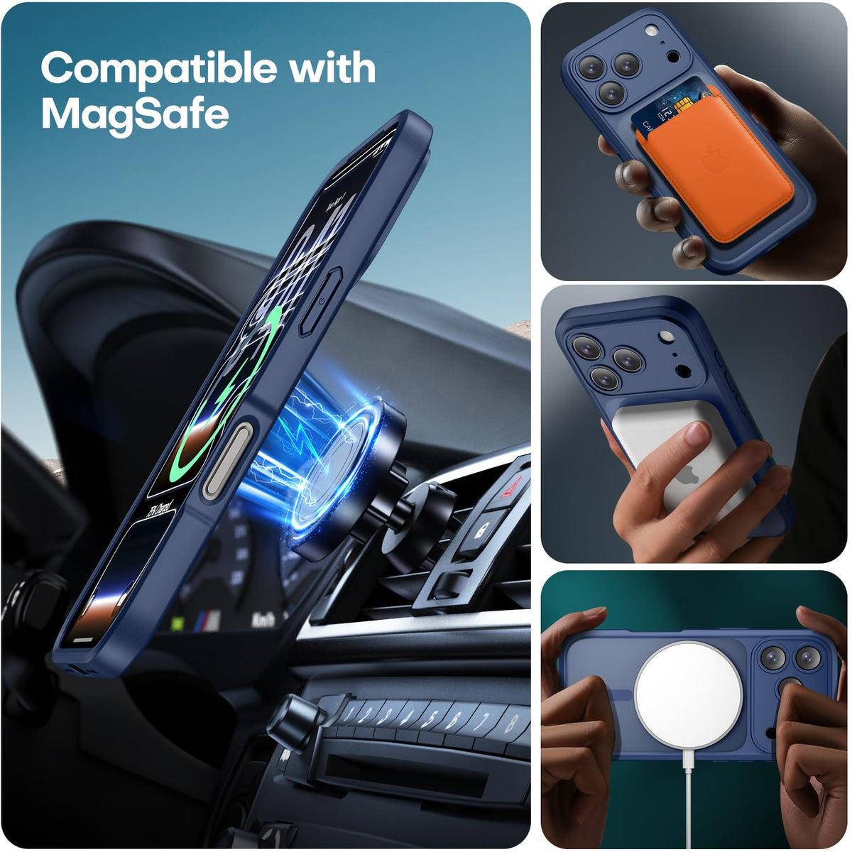 ImpactStrong Magnetic Guard Designed for iPhone 13 Case [Camera Protection] [Military Grade Drop Tested] [Compatible with MagSafe] Slim Translucent Matte Phone Case (6.1") - Black