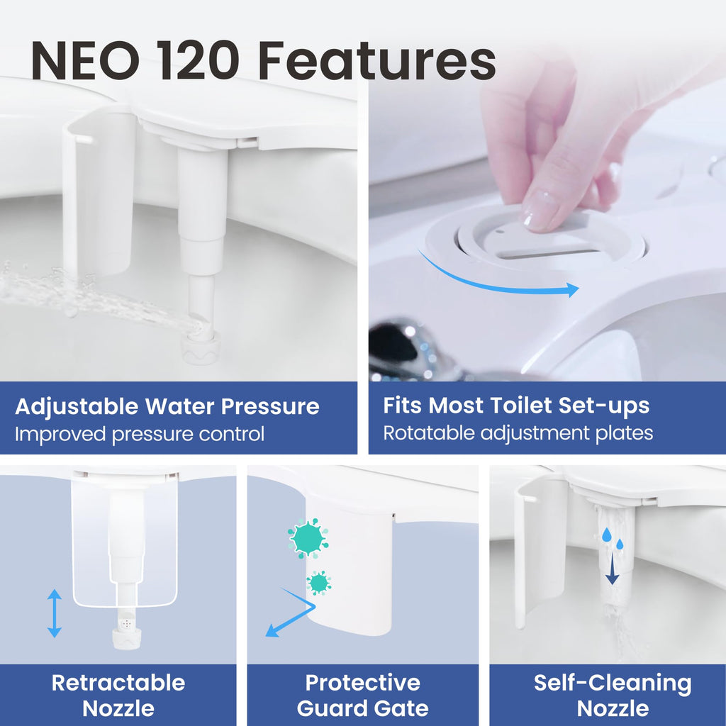 LUXE Bidet NEO 120 - Bidet Attachment for Toilet Seat, White