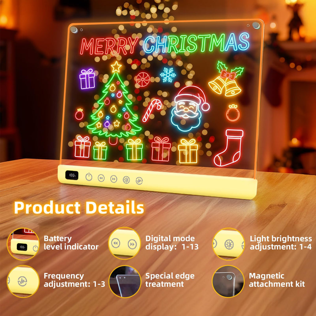 Led Drawing Board with 13 Light Effects, 16" Rechargeable Glow Doodle LED Note Board with Colors, Neon Light Up Drawing Tablet Gifts for Kids for Easter Birthday Christmas Gift Ideas